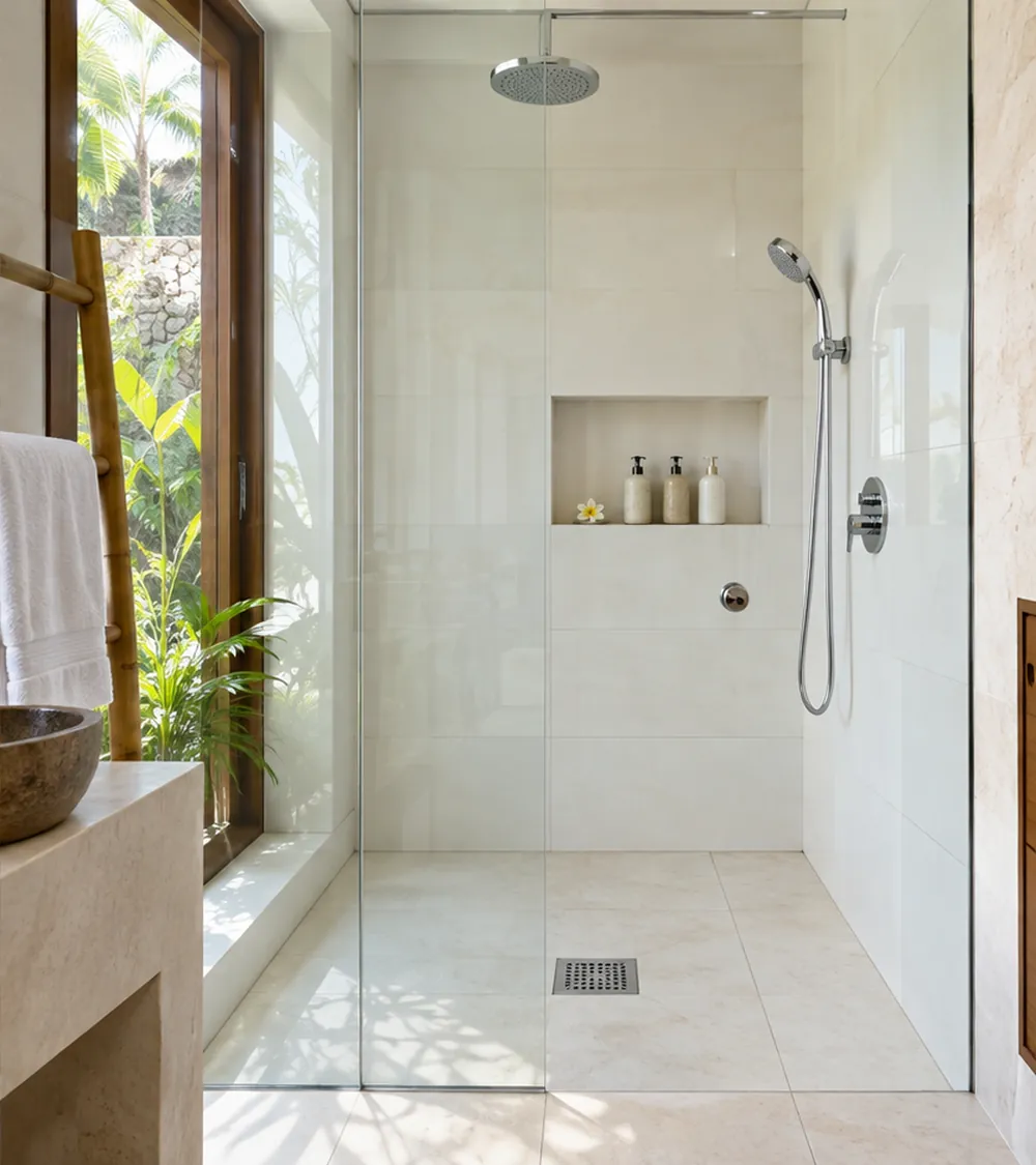 Kamar mandi villa setelah deep cleaning